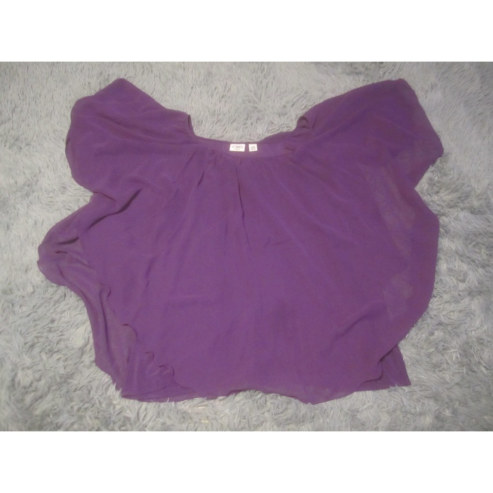 Cato Blouse Womens 18/20W Purple Short Sleeve Dolman Tunic Top Plus Chiffon
